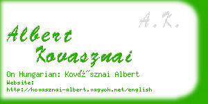 albert kovasznai business card